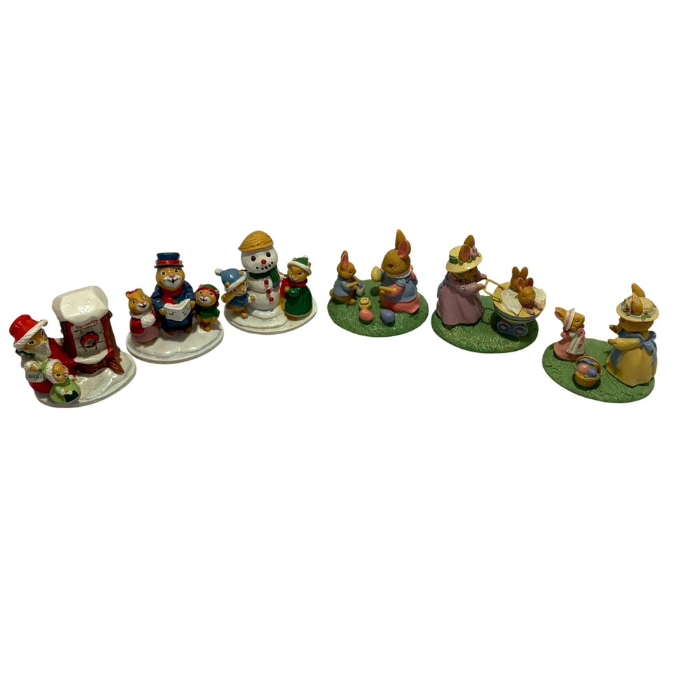 Avon Forest Friends Mini Figurine Collection Lot of 6 with Holiday Tin Box